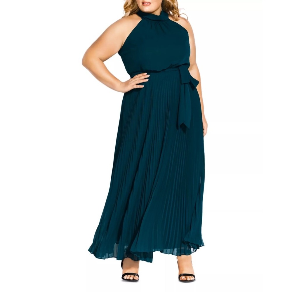 City Chic Teal Halter Maxi Dress
